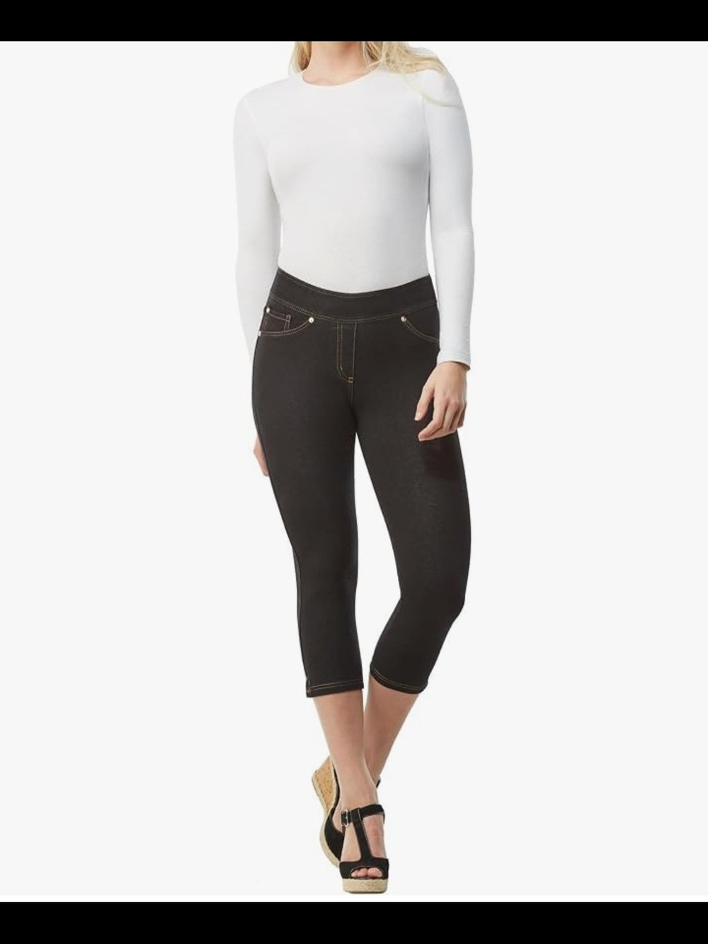 NWT Nygard Black Slim Indigo Capri Stretch Jeggings